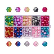 Perles rondes en verre craquelé transparent, couleur mixte, 8mm, Trou: 1.3~1.6mm, environ 180~200 pcs / boîte(CCG-X0006-B)