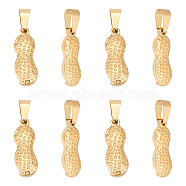 Vacuum Plating 304 Stainless Steel Pendants, with 201 Stainless Steel Snap On Bails, Peanut, Golden, 20x7.5x3mm, Hole: 6.5x3mm, 8pcs/box(STAS-UN0038-58)