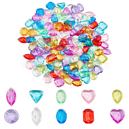 Elite 150Pcs 10 Colors Transparent Acrylic Beads, for Toy Gem, No Hole, Flat Round &  Heart & Oval & Square & Rectangle & Teardrop & Horse Eye & Triangle, Mixed Color, 23~32x17~24.5x5.5~7mm, 15pcs/color(DIY-PH0008-88)