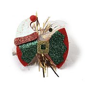 Christmas Theme Glitter Felt Fabric Alligator Hair Clip, with Iron Clip, Bowknot, 76x82x16mm(PHAR-U002-01D)