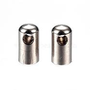 304 Stainless Steel Cord Ends, End Caps, Stainless Steel Color, 11x6mm, Hole: 2.5mm, Inner Diameter: 5mm(STAS-D448-102P)