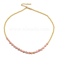 Synthetic Imperial Jasper Beaded Necklaces, Brass Beads Necklaces, Star, 15.55~15.94 inch(39.4~40.5cm)(NJEW-P311-04C-G)