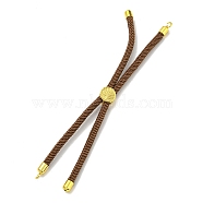Nylon Cords Bracelet Makings Fit for Connector Charms, with Golden Brass Tree Slider Beads, Long-Lasting Plated, Camel, 8-5/8 inch(22cm), Hole: 1.9mm(AJEW-P116-01G-07)