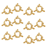 Elite 304 Stainless Steel Spring Ring Clasps, Ring, Real 24K Gold Plated, 12.5x4mm, Hole: 2.5mm, 12pcs(STAS-PH0019-76)