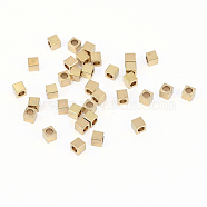 Brass Spacer Beads, Nickel Free, Cube, Raw(Unplated), 3x3mm, Hole: 2mm(KK-F713-22C-3x3mm)