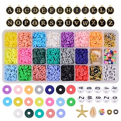 26 Styles Handmade Polymer Clay Beads, Heishi Beads, Brass Spacer Beads, Acrylic Beads, Alloy Pendants, Cowrie Shell Beads, Mixed Shape, Mixed Color, 26 Styles/box(CLAY-SZ0001-65)