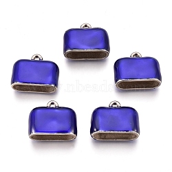 CCB Plastic Cord Ends, End Caps, with Enamel, Rectangle, Platinum, Blue, 23.5x29x12.4mm, Hole: 2.5mm, Inner Diameter: 8x24.6mm(CCB-L011-Y01-P)