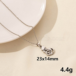 304 Stainless Steel Cat Shape Pendant Necklaces, Cable Chain Necklaces(VH1834-3)