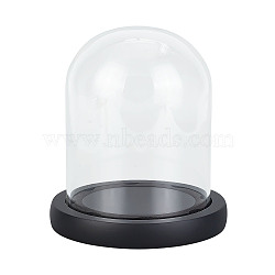 High Borosilicate Glass Dome Cloche, with Plastic Base, Bell Jars, for Preserved Flower, Plants, Succulents, Fairy Lights, Black & Clear, Finished: 112x126mm(DJEW-WH0018-23)