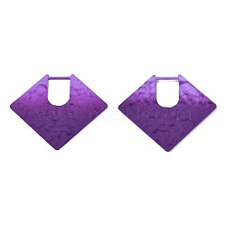 Spray Painted Iron Pendants, Diamond Shaped, Purple, 40x46.5x2mm, Hole: 10.5x14.5mm(IFIN-N008-032B)
