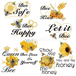 16 Sheets 8 Styles PVC Waterproof Wall Stickers, Self-Adhesive Decals, for Window or Stairway Home Decoration, Bees, 200x145mm, 2 sheet/style(DIY-WH0345-157)