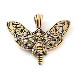 304 Stainless Steel Pendants, Butterfly with Skull Charm, Antique Golden, 35.5x43x5.8mm, Hole: 4.8mm(STAS-R225-34AG)