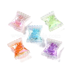 UV Plating Rainbow Iridescent Acrylic Beads, Bead in Bead, Candy, 21.5x17x9.5mm, Hole: 3.5mm(OACR-H112-15B)