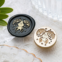 Animal Insect Theme Golden Plated Wax Seal Brass Stamp Head, for Wax Seal Stamp, Bat, 25x15mm, Hole: 7mm(STAM-K001-03G-01)