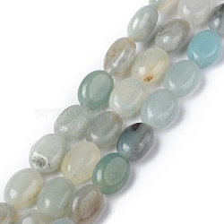 Natural Flower Amazonite Beads Strands, Oval, 8x6x3.5~4mm, Hole: 1mm, about 45~52pcs/strand, 15.16~15.74 inch(38.5~40cm)(G-Z006-A20)