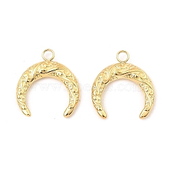 304 Stainless Steel Pendants, Double Horn/Crescent Moon Charm, Real 18K Gold Plated, 21x18.5x3.5mm, Hole: 2.5mm(STAS-A089-25G)