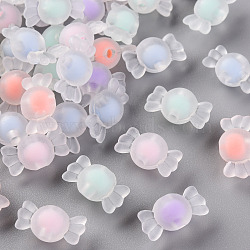 Transparent Acrylic Beads, Frosted, Bead in Bead, Candy, Mixed Color, 9x17x8.5mm, Hole: 2mm(X-TACR-S152-03C)