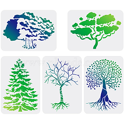 5 Sheets 5 Style PET Plastic Drawing Painting Stencils Templates Sets, Tree Pattern, 29.7x21cm, 1 sheets/style(DIY-WH0172-452)