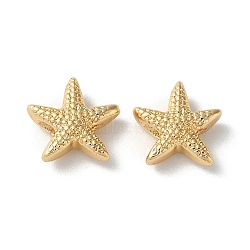 Rack Plating Brass Beads, Cadmium Free & Nickel Free & Lead Free, Starfish, Real 18K Gold Plated, 10x10x3.5mm, Hole: 1.4mm(KK-M264-10G)