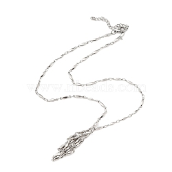 304 Stainless Steel Link Chain Macrame Pouch Empty Stone Holder for Pendant Necklaces Making, with Lobster Claw Clasp, Stainless Steel Color, 17-3/4 inch(45cm)(NJEW-JN04398)