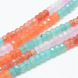 Natural White Jade Bead Strands, Dyed, Faceted, Rondelle, Colorful, 4~5x3mm, Hole: 0.5mm, about 115~120pcs/strand, 13.39~13.98 inch(34~35.5cm)(G-R343-2x4-34)