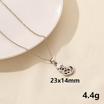 304 Stainless Steel Cat Shape Pendant Necklaces, Cable Chain Necklaces