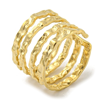 304 Stainless Steel Wide Band Ring, Multi Lines Open Cuff Ring, Golden, US Size 7 1/2(17.7mm)