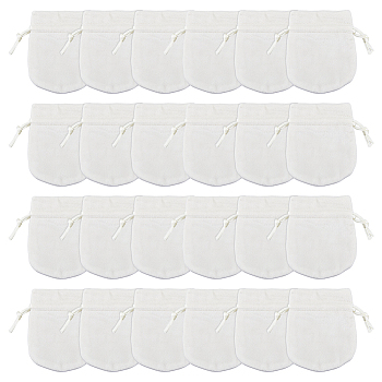24Pcs Velvet Storage Bags, Drawstring Pouches Packaging Bag, Oval, Floral White, 9x7cm