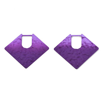 Spray Painted Iron Pendants, Diamond Shaped, Purple, 40x46.5x2mm, Hole: 10.5x14.5mm
