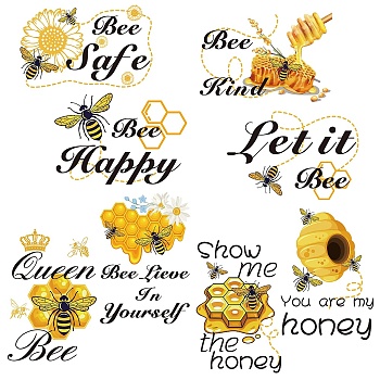 16 Sheets 8 Styles PVC Waterproof Wall Stickers, Self-Adhesive Decals, for Window or Stairway Home Decoration, Bees, 200x145mm, 2 sheet/style