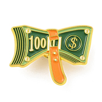Dollar Bundle Enamel Pins, Golden Alloy Badge for Backpack Clothes, Dark Sea Green, 23x30.5x1mm