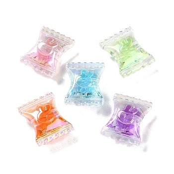 UV Plating Rainbow Iridescent Acrylic Beads, Bead in Bead, Candy, 21.5x17x9.5mm, Hole: 3.5mm