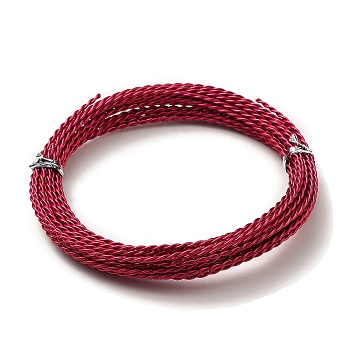 Aluminum Wire, Twisted Round, Cerise, 1.6mm, about 16.40 Feet(5m)/Roll