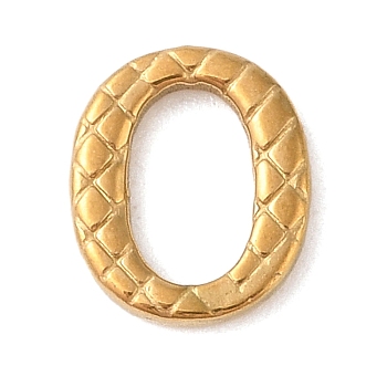 304 Stainless Steel Linking Rings, Textured Oval, Real 18K Gold Plated, 12x10x2mm, Inner Diameter: 8.5x5mm