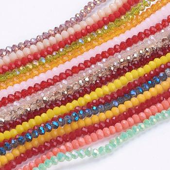 Glass Beads Strands, Faceted, Rondelle, Mixed Style, Mixed Color, 3x2mm, Hole: 0.8mm, about 185~190pcs/strand, 15.5~16 inch(39.3~40.6cm)