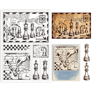 Custom PVC Plastic Clear Stamps, for DIY Scrapbooking, Photo Album Decorative, Cards Making, Chess, 160x110x3mm