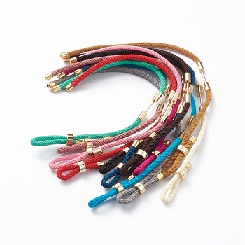 Braided Nylon Cord Bracelet Making, with Brass Findings, Mixed Color, 9-1/2 inch(24cm), Link: 30x4mm