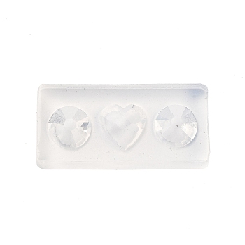 DIY Silicone Nail Art Molds, for DIY UV Resin, Epoxy Resin Nail Art Decoration Accessories, Heart, 1.9~2x4~4.1x0.6~0.7cm, Inner Diameter: 10~11x10~11mm