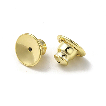 Rack Plating Brass Ear Nuts, Bullet Ear Nuts, Long-Lasting Plated, Real 18K Gold Plated, 10x7mm, Hole: 0.7mm