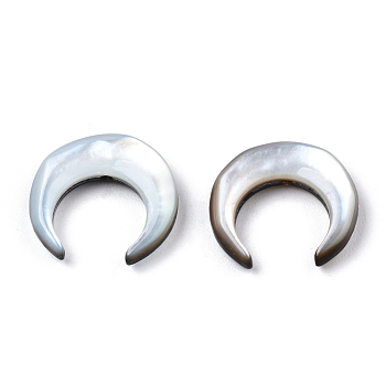 Natural Black Lip Shell Beads, Crescent Moon, 13x13x3mm, Hole: 0.8mm, about 6pcs/bag