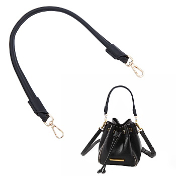 Cowhide Bag Straps, with Zinc Alloy Swivel Clasps, Black, 69.5x2.75x1.6cm
