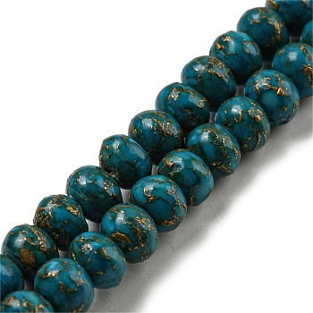 Dyed Synthetic Turquoise Beads Strands, Rondelle, Teal, 6x4mm, Hole: 1mm, about 86pcs/strand, 15.75 inch(40cm)