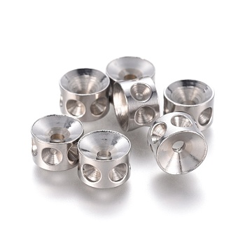 304 Stainless Steel Beads Rhinestone Settings, Column, Stainless Steel Color, 8x5mm, Hole: 1.8mm, fit for 3mm rhinestone