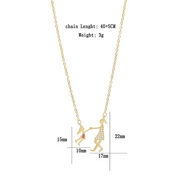 Brass Micro Pave Zircon Necklaces for Mother and Child