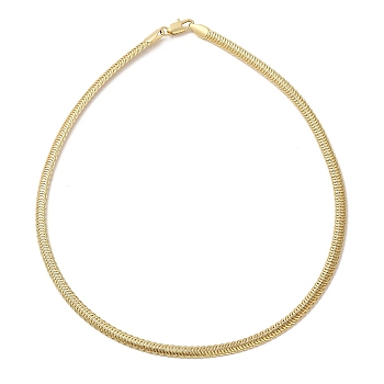 Rack Plating Brass Flat Rope Chain Necklaces, Long-Lasting Plated, Cadmium Free & Lead Free, Real 18K Gold Plated, 15.94 inch(40.5cm)