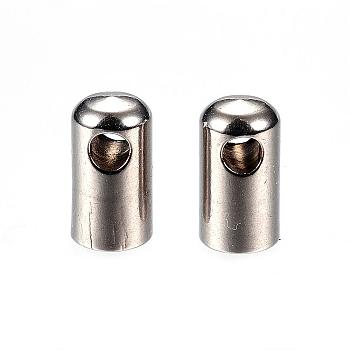 304 Stainless Steel Cord Ends, End Caps, Stainless Steel Color, 11x6mm, Hole: 2.5mm, Inner Diameter: 5mm