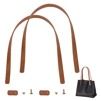 Imitation Leather Bag Handles, for Purse Bag Making Repair Replacement, with Iron Rivet, Saddle Brown, 60.7x1.8x0.4cm