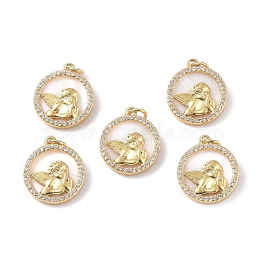 Real 18K Gold Plated Clear Angel & Fairy Brass+Cubic Zirconia+Shell Pendants