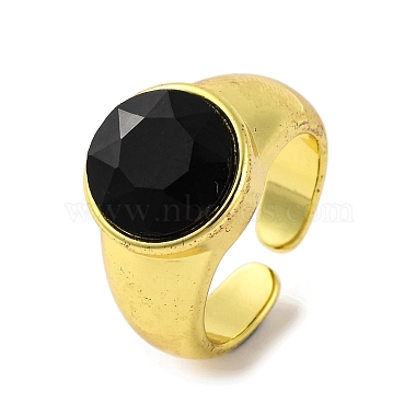 Bague de manchette ronde en verre de laiton pour femmes(RJEW-U003-19)-2