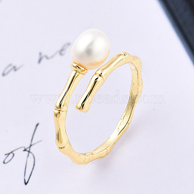 Natural Pearl Beaded Open Cuff Rings(RJEW-T026-06G)-2